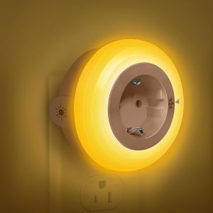 Veilleuse Avec Capteur Cr&eacute;pusculaire, Veilleuse Enfant Led Ambre Prise &Eacute;lectrique, Lampe &Agrave; Douille Luminosit&eacute; R&eacute;glable Pour Chambres, Cuisines, Couloirs, Salles De Bains Escaliers - Neuf
