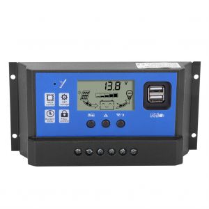 HJLIAN Regulateur de charge de batterie intelligent pour panneau solaire, ecran LCD avec double port USB 12/24VRBL-40A - Neuf