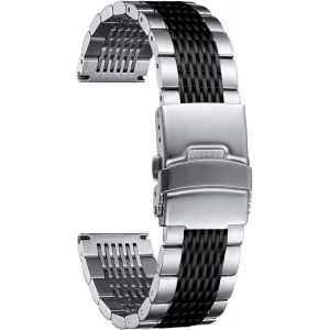 Eryi-Bracelet De Montre En Acier Inoxydable Bracelet Montre En Métal Maille Métallique Pour Homme Femme 18mm 19mm 20mm 21mm 22mm 24mm En 5 Couleurs (Noir/Doré/Rose Doré/Argenté/Argenté&noir) - Neuf