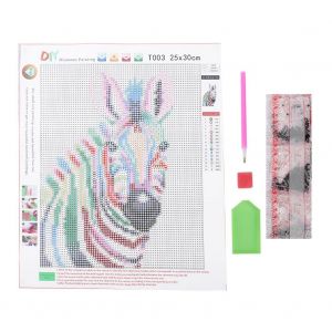Hjlian Kit De Broderie Diamant A Faire Soi-Meme, Motif Zebre, Motif Animaux, Point De Croix, Decoration, T003 - Neuf