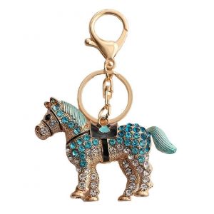 Mignon Cheval Trousseau de clés pour les Femmes Bleu de la Chaîne de la Clé, l'Exécution d'Été, porte-Clés, Mousseux Vacances Keycha, Punk porte-clés Strass Accessoires pour Animaux - Neuf