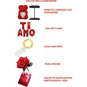 Pink Bear Bear Bear with Red Roses Gift Love Box Chocolates Girlfriend Mom Woman Lovebox for Her Plush Teddy Bear Pink Classic No LED Lights - Neuf