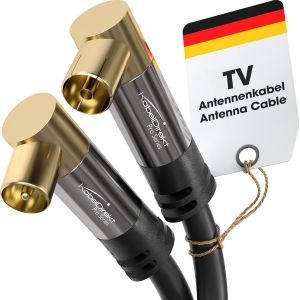 C&acirc;ble Antenne TV 4K, Coaxial 90&deg; coud&eacute; 1,5m C&acirc;ble TV num&eacute;rique et analogique Disponible en 0,5-20m (Fiche coud&eacute;e/Prise coud&eacute;e, pour DVB-C/DVB-T/DVB-S, noir) - Neuf