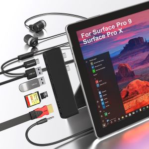 Station d'accueil Surface Pro 9,Adaptateur Hub Surface Pro 9 avec HDMI 4K,USB-C Thunderbolt 4(Vid&eacute;o 8K+40G Data+Charge 100W),2X USB3.0,SD+TF,3.5mm Audio,Triple Display pour Surface Pro 11/10/9/X - Neuf
