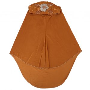Foulard musulman confortable en soie glacee avec perles, decoration de tete, fournitures religieuses (orange) - Neuf