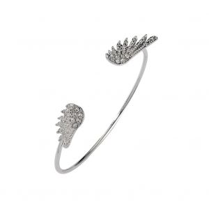 Bracelet Ouvert Et Brillant En Alliage De Strass Pour Femme (Argent) - Neuf