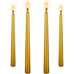 KALANKA-Lot de 4 bougies en spirale effilées de 25,4 cm de haut, 8 heures, sans goût et sans fumée, pour dîner à la maison, fête, mariage, Halloween, Noël (doré, 25 cm) - Neuf