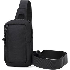 KALANKA-Petit Sac de Poitrine Imperméable Sacoche Homme Bandouliere, Pochette Telephone Portable Sling Bag Sac Bandoulière pour Femme Homme pour Cyclisme Voyage Casual (noir2) - Neuf
