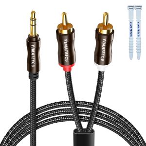 LORANKA-R&eacute;partiteur pour casque 3,5 mm, 1 m r&eacute;partiteur audio 1 adaptateur microphone m&acirc;le vers 2 femelles, c&acirc;ble r&eacute;partiteur en Y 2 en 1 plaqu&eacute; or st&eacute;r&eacute;o, PC, ordinateur portable(1m/39"", marron) - Neuf