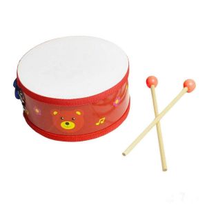 Tambour pour enfants jouet en bois tambour ensemble avec sangle de transport et b&acirc;ton Enfant Instrument de musique jouet cadeau pour enfant en bas &acirc;ge - Neuf