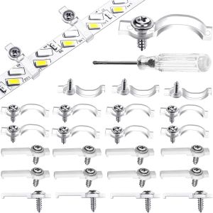 100 Pcs Led Transparent Led Strip Light Clip,Clips Bande Lumineuse,Fixation Ruban Led,Support Fixation Bande Lumière Clips,Avec 100 Vis Et 1tournevis Pour Clips Fixation À Bande Led 8mm,9mm,10mm[E93] - Neuf