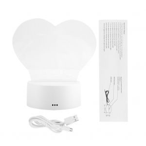 Hjlian Lampe De Table Tactile 3d Usb 4,5 V, Effet Illusion Visuelle Romantique, 7 Couleurs (Base Blanche) - Neuf