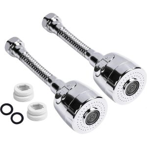Paquet De 2 Robinets D'eau Pivotants,Pulvérisateur De Robinet Étanche Aux Éclaboussures Flexible Et Économisant De L'eau,2 Vitesses Réglables - Neuf