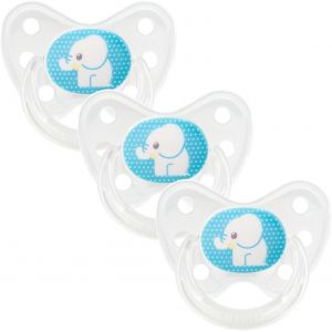 Set De 3 Tétines Orthodontiques En Silicone-Taille 3,Dès 14 Mois-La Sucette Pour Bébé Évite Le Désalignement Des Dents-Fabriqué En Allemagne-Sans Bpa -Éléphant,Transparente - Neuf