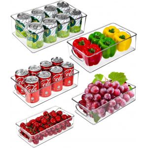 Jexnovashop-Lot De 5 Rangement Frigo, Organisateur Cuisine, Transparent Empilable Boite Organisateur Cuisine, R&eacute;frig&eacute;rateur Bac Pour Garde Manger, - Neuf