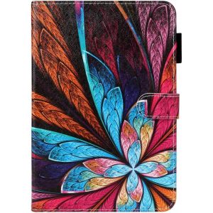 Etui Compatible avec Tablette Samsung Galaxy Tab A 8 2019 T290/T295 Fantaisie Feuilles Couleur Motif Flip Support Pochette Femme Fille Coque en Cuir Anti Choc Housse de Protection Rigide - Neuf