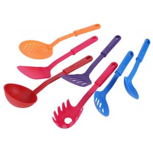 Hjlian Ensemble D'ustensiles De Cuisine En Plastique 7 Pieces, Spatule Antiadhesive, Cuillere A Soupe, Passoire A Nouilles, Ustensiles De Cuisine - Neuf