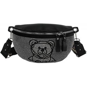 Ours mignon Fanny Pack Bling Strass Taille Pack Sac De Poitrine T&eacute;l&eacute;phone Sac &Agrave; MainNoir - Neuf