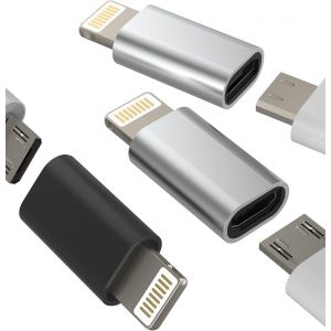 Lot De 3 Adaptateurs Micro Usb Vers Lightning Mâle Adaptateur Telephone (Lot De 3) Android Vers Iphone Jack Câble De Charge Chargeur Pour 14 13 12 11 Pro Max Mini 7 8 Plus X Xs Xr Se Ipad - Neuf