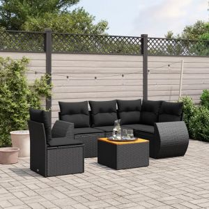 Prolenta Premium - Salon De Jardin 6 Pcs Avec Coussins Noir R&eacute;sine Tress&eacute;e - Neuf