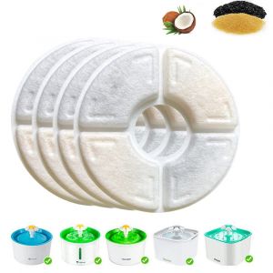 Lot De 4 Filtres De Rechange Pour Fontaine &Agrave; Eau Pour Animaux De Compagnie De 1,6 L, &Agrave; Charbon Actif, Syst&egrave;me De Filtration Multiple - Neuf