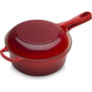 Subzonal-Le Creuset Casserole Deux-En-Un En Fonte &Eacute;maill&eacute;e Signature, 22 Cm, 2,3 L, Cerise, 25044220602460 - Neuf