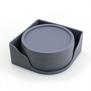 Ensemble De 8 Sous-Verres Gris - Protection De Table Pour Tous Types De Tables, Granit, Verre, Stéatite, Grès, Marbre, Pierre - Flexible Et Parfait Pour Les Verres De Toutes Tailles. - Neuf