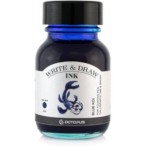 Octopus Write And Draw Ink 414 Blue Koi-Encre Imperméable Pour L'écriture Et Le Dessin-Encre De Calligraphie Résistante À La Lumière-Pour Stylo Plume-Bleu-50 Ml - Neuf