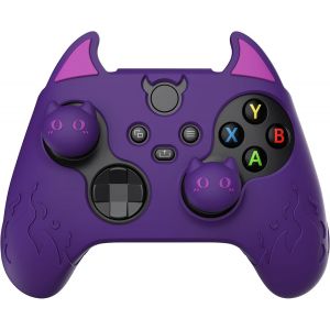 Coque Manette pour Xbox Series X S avec Capuchon Joystick Housse Protection pour Xbox Core Controller Cover Silicone Grip Antid&eacute;rapante Skin-Violet,&Eacute;dition D&eacute;mon - Neuf