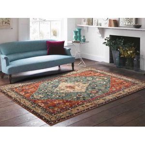 Tapis De Sol Antid&eacute;rapant Style Boh&egrave;me Orange Et Rouge, 120 X 160 Cm - Neuf