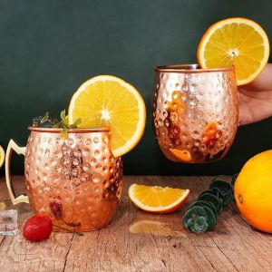 Eryi-Moscow Mule Tasse Or Rose 500 Ml Tasse En Cuivre Fait Main Moscou Mule Tasses En Cuivre - Neuf
