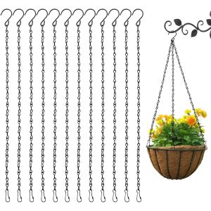 MEVRONISSHOP-Chaîne Suspendu avec Crochet, 12 Pcs Chaîne de Suspension Panier en Métal 50cm Plant Hanger Fleurs avec Crochet pour Mangeoires, Cage à Oiseaux, Billboard, Lanternes et Ornements - Neuf