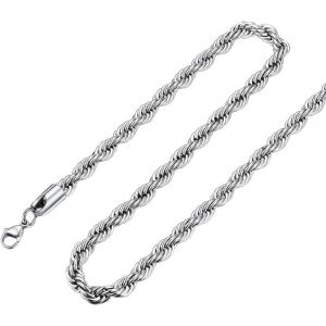 Tianyi-Collier Homme Torsad&eacute; Cha&icirc;ne Maille Corde De 6 Mm En Acier Inoxydable/Plaqu&eacute; Or - Longueur De 45cm/50cm/55cm/60cm/65cm/70cm/75cm - Neuf