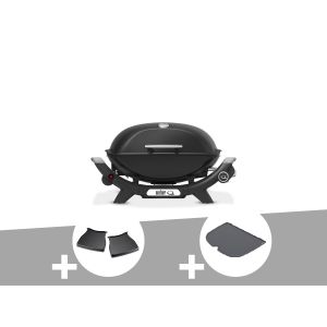 Barbecue &agrave; gaz Q 2100N noir + Plan de travail + Plancha (1/2) - Weber - Neuf