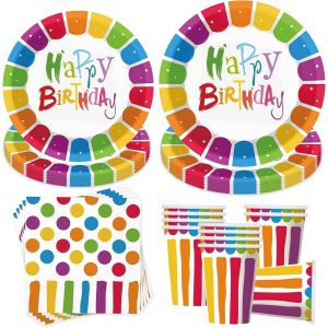 Trahoo-Kit Vaisselle Anniversaire,Party Set, Assiettes, Serviettes Et Gobelets, Décoration De Table, Décoration D'anniversaire,Assiette Carton Papier Tasses Serviettesr Nappe Pour Fête De Noël - Neuf