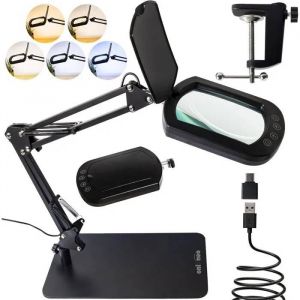 Onlyneo Lampe Loupe sur Pied 10X, Lentille XL sans Distorsion, 5 Modes Couleur/Bruit, Lecture & Artisanat. - Neuf