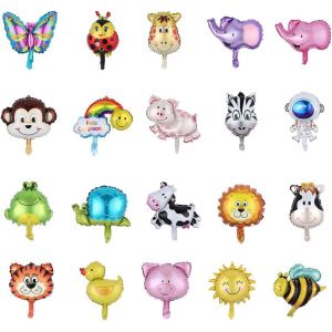 20 Pi&egrave;ces Ballons Animaux Jungle, G&eacute;ant Animal Feuille D'Aluminium Ballons, Ballon Anniversaire, Ballons T&ecirc;te D'Animal Pour Mariages D&eacute;corations De F&ecirc;te De Douche De B&eacute;b&eacute; Enfants - Neuf