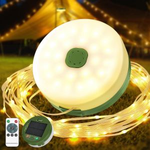 Jgd-Guirlande Lumineuse De Camping Enroulable Solaire, 10 M, 3000 Mah, &Eacute;tanche, Rechargeable Par Usb, Avec 8 Modes D'&eacute;clairage, Portable, Polyvalente, Lampe De Camping Pour L'ext&eacute;rieur, Pour Camping, - Neuf