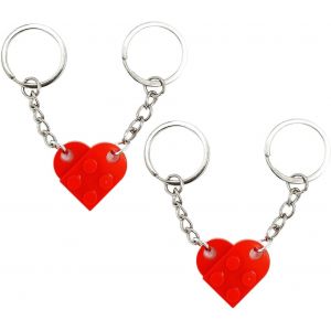 Kal-2 Paires Ensemble Porte-Cl&eacute;s Coeur, Porte-Cl&eacute;s En Forme De Coeur Pour Couple, Porte Clef Coeur Rouge, Idee Cadeau Couple Amoureux - Anniversaire, Saint Valentin, F&ecirc;te, D&eacute;corations Coeur Pendentif - Neuf