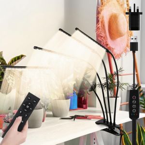 Kalanka-Lampes De Croissance À Del, 4 Têtes, 120 Lampes Led À Spectre Complet Avec Pince Pour Plantes D'intérieur Et Démarrage Des Graines, Intensité Variable À 10 Niveaux, Allumage Automatique - Neuf