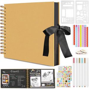 Album Photo Scrapbooking,A5 Livre Photo Avec 30 Pages,Album Photo Diy,Album Photo Pages Noires Avec 6 Stylos M&eacute;talliques,Album Photo Scrapbooking Traditionnel,Pour Anniversaire,Mariage,Voyage - Neuf
