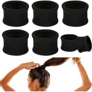 Kalanka-25 Pi&egrave;ces &Eacute;lastiques Cheveux Noir Grands Et Larges En Coton &Eacute;lastique Cheveux Femme Et Fille Chouchou Noir &Eacute;lastique Sans M&eacute;tal Anti D&eacute;rapant Pour Cheveux &Eacute;pais, Boucl&eacute;s Et Lourds - Neuf