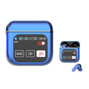 &Eacute;couteurs sans fil Bluetooth 5.4 avec &eacute;cran tactile et r&eacute;duction de bruit - Bleu - Neuf