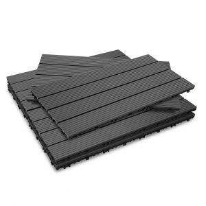 Dalle Terrasse Bois Composite 30x60 cm, Rev&ecirc;tement de sol pour ext&eacute;rieur, Anthracite, 30 pi&egrave;ces, 5m&sup2; - Neuf
