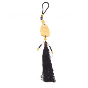 Pendentif de voiture porte-bonheur en buis jaune, style simple, attrayant, decoratif, ornement de Bouddha pour balcon, chambre a coucher - Neuf