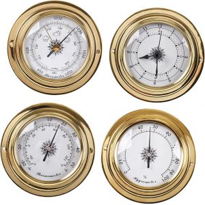SUBZONAL-Thermom&egrave;tre et Hygrom&egrave;tre, Barom&egrave;tre, Horloge, Stations M&eacute;t&eacute;orologiques, Dia 98mm, Instruments de Voile pour Bateau, Yacht, Atelier, Marine, 4 Pi&egrave;ces - Neuf
