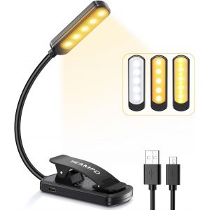 Kalanka-Lampe De Lecture,10 Leds Liseuse Lampe Clip Usb Rechargeable, 360&deg;Cou Flexible, 3 Couleur & 100%-10% &Agrave; Intensit&eacute; Variable, Mini Veilleuse Pour Lire Au Lit,Enfant,Kindle,Voyage,Camping - Neuf