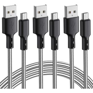 Dda-Câbles Micro Usb 3m 3pack Cable Micro Usb 2.4a En Tpe Câble Cordon Chargeur Micro Usb Rapide Pour Android, Kindle, Samsung Galaxy Huawei, Sony, Nexus, Htc, Ps4 - Neuf