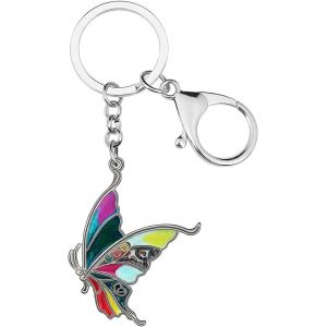 Kal-Porte-Cl&eacute;s Papillon Floral En &Eacute;mail Alliage De Zinc Porte-Cl&eacute;s De Voiture Charms Keyring Cadeaux Pour Femmes Filles Bijoux - Neuf