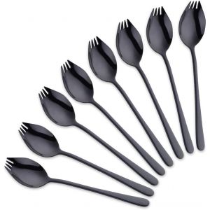 Cuillère Fourchette Couteau 3 En 1 Couteau Camping Couverts,De Plein Air Voyage 18/10 Inoxydable, Robuste, Léger ¿ Lot De 8 (Argent) - Neuf